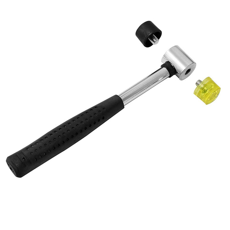 1 Piece Dual Head Nylon Rubber Hammer Double-Faced Soft Mallet Rubber Mallet Double-Face Hammer for Leather Crafts Jewelry Woodworking and Flooring Installation(25 mm, Black)