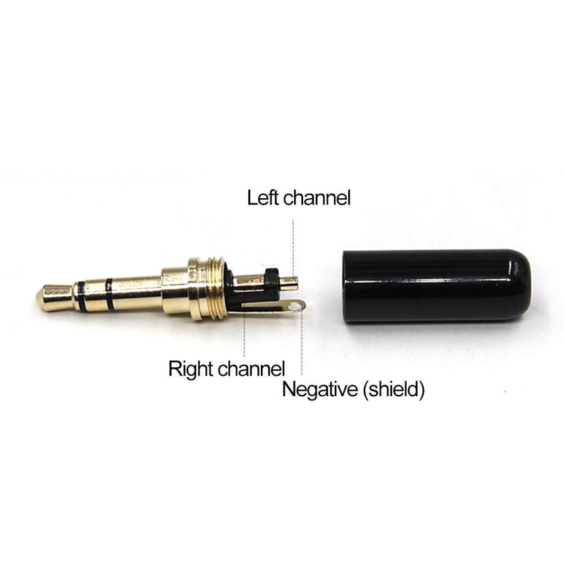 VizGiz 6 Pack Weldable 1/8" 3.5mm Plug Audio Jack Connector 3 Pole Gold-Plated Metal Earphone Adapter Soldering & Spring Tool for DIY Stereo Headset Earphone Replacement for Repair Headphone