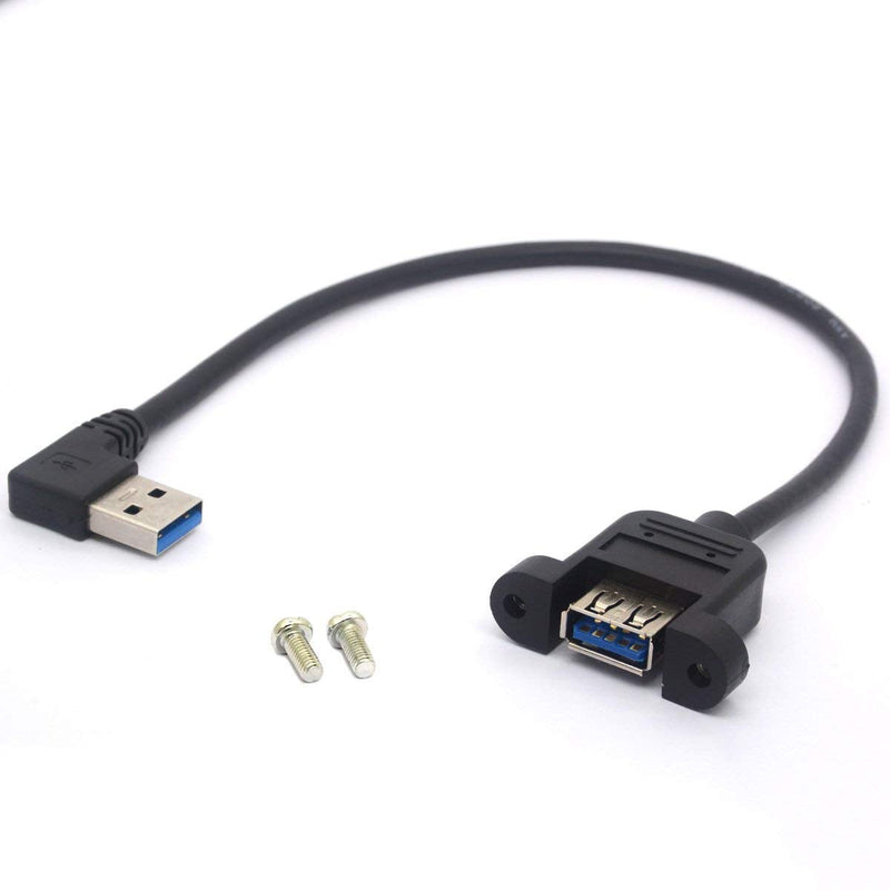 Left Angled USB 3.0 Panel Mount Cable USB3.0 Male to Female with M3 Screw Panel Mount Extension Cord for Industrial Computer PC 30CM (Left) Left