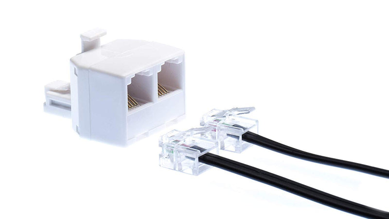 Duplex Jack Phone Wall Adapter - 1 Pack, White - 2-Way Phone Splitter (2 Lines) Wall Jack Phone RJ11 Adapter White, 2 Way