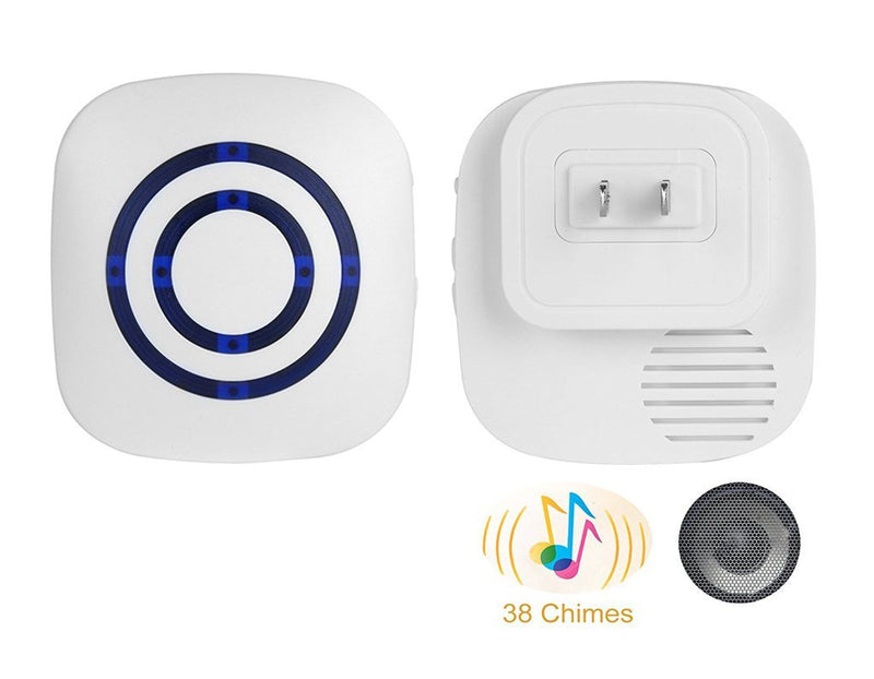 ENEGG Wireless Home Security Driveway Alarm, Entry Alert, Visitor Door Bell Chime with 2 Plug-in Receiver and 1 PIR Motion Sensor Detector Alert System, Quality Sound and LED, 38 Melodies