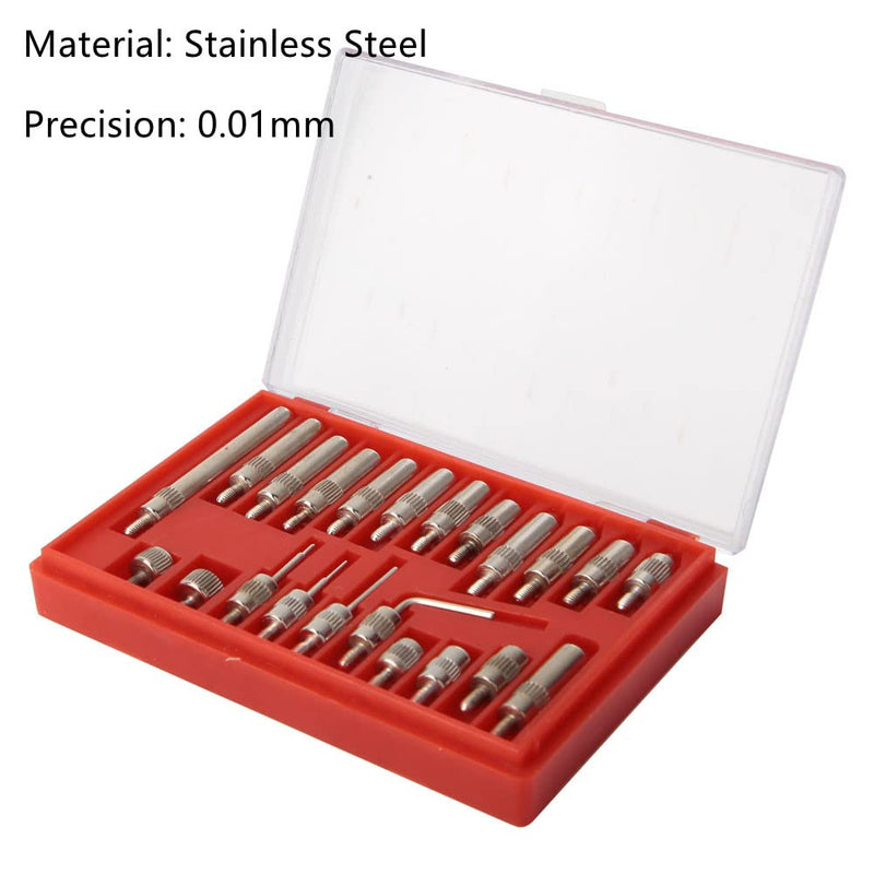 Fafeicy 22pcs Test Indicator Contact 0.01mm Stainless Steel Dial Indicator Points Set for Dial Indicator