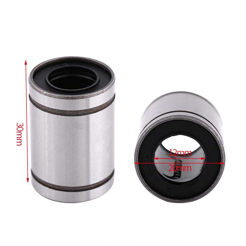 10Pcs 12 * 20 * 30 LM12UU Bearing 12mm Linear Motion Ball Bearing CNC Slide Bushing for 12mm Rod, 3 Dimensional Printer CNC Parts, and Other Applications