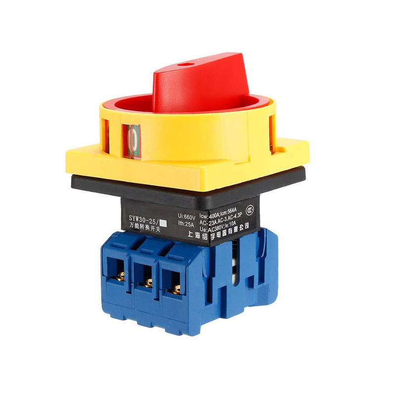 VictorsHome Changeover Switch SYW30-25 2 Positions 6 Terminals Universal Rotary Cam Selector Latching Switches 660V 25A