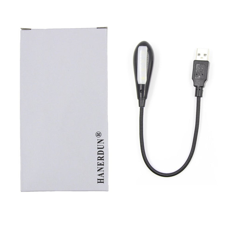 Hanerdun Bright LED USB Lamp Light Reading Lamp for Laptop Flexible Neck Black