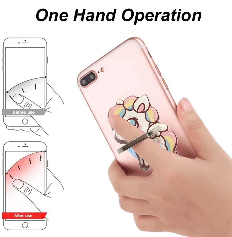 4-Pack Phone Ring Holder Stand, Cute Unicorn 360 Rotation Finger Grip Stand Mount for Cellphones and Tablets (Unicorn Ring) Unicorn Ring