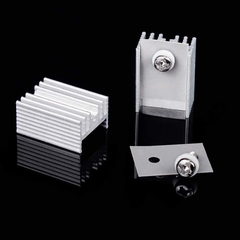 WayinTop 10 Packs TO-220 Aluminum Heatsink & Insulator/Mounting Kits for TO-220 MOSFET Transistor, TO-220 Heatsink + M3 Screw + Screw Washer + Insulator Rubberized Silicone (20mmx15mmx10mm)