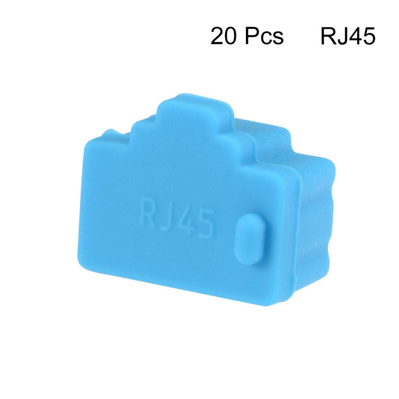 uxcell 20pcs RJ45 Silicone Protectors Ethernet Hub Port Anti Dust Cap Cover, Blue