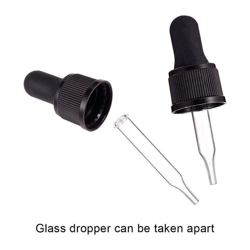 PH PandaHall Set of 12, Glass Eye Droppers for Essential Oil 5ml (1/6 Ounce) Pressure Rotating Cover Oil Droppers Pipettes Roller Tops for Essential Oil Bottles Fit for 5ml bottle