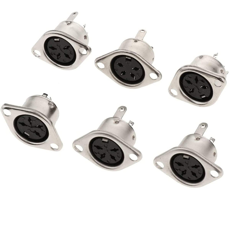 jing 4Pin DIN Female Jack Socket Connector Panel Mount Chassis Audio 2 Hole Soldering Din Jack Socket 6 Pcs 4 Pin