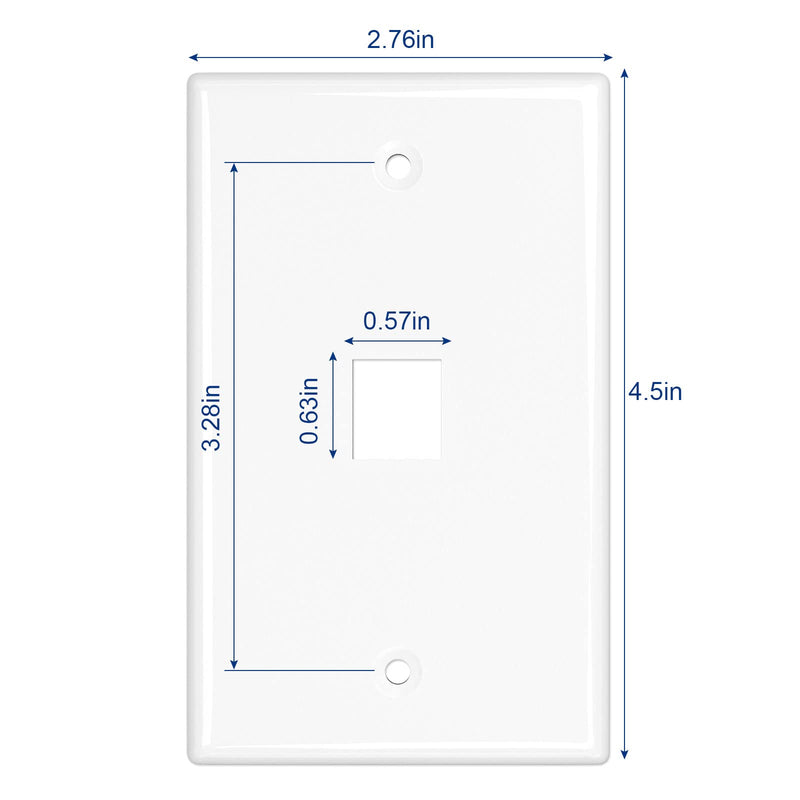 iwillink 1 Port Keystone Jack Wall Plate 10-Pack, Low Profile Ethernet Wall Plate Single Gang Wall Plates for Keystone Jack, White 1-Port