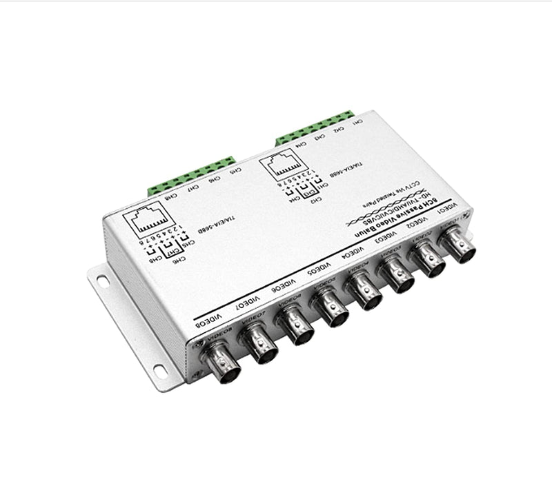 BeElion 8-CH UTP 720P/1080P HD Passive Video Balun Transceiver, BNC to Cat5/5E/6 RJ45(T568B) UTP Cable Converter Video Transmitter for HD-CVI/TVI/AHD CCTV Surveillance Camera