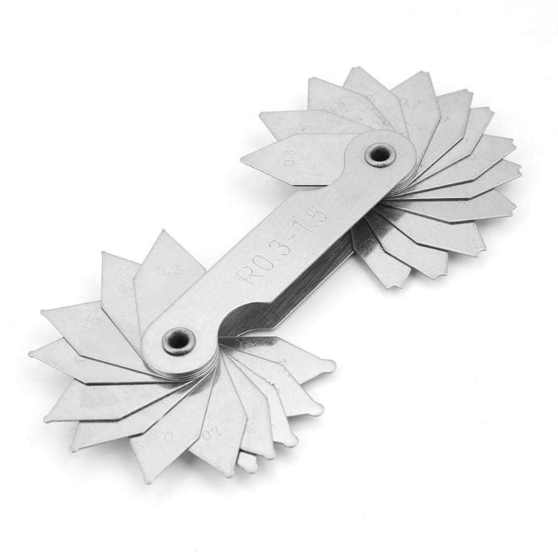 4Pcs Radius Gauge R0.3-1.5/ R1-6.5/ R7-14.5/ R15-25 Measure Tool Metric Reading and Portable Stainless Steel Radius Fillet Gauge Measuring Tool