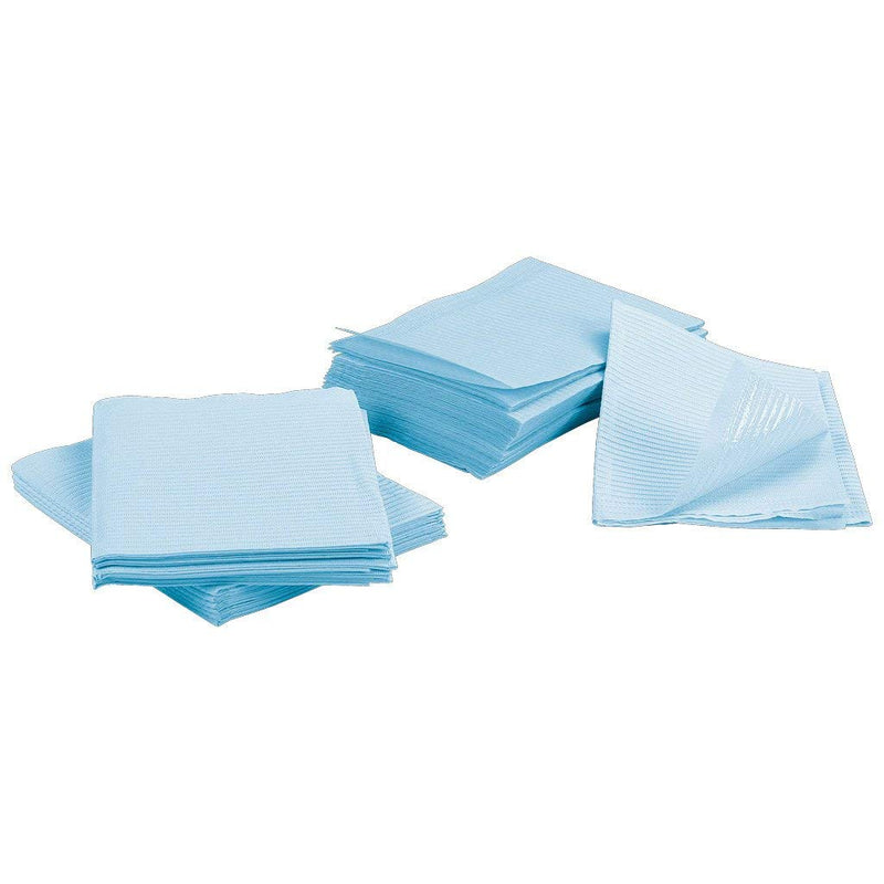 Disposable Dental Bibs, Bib Tattoo Piercing Waterproof Patient Bibs 13” x 18”, Multiple Colors Blue