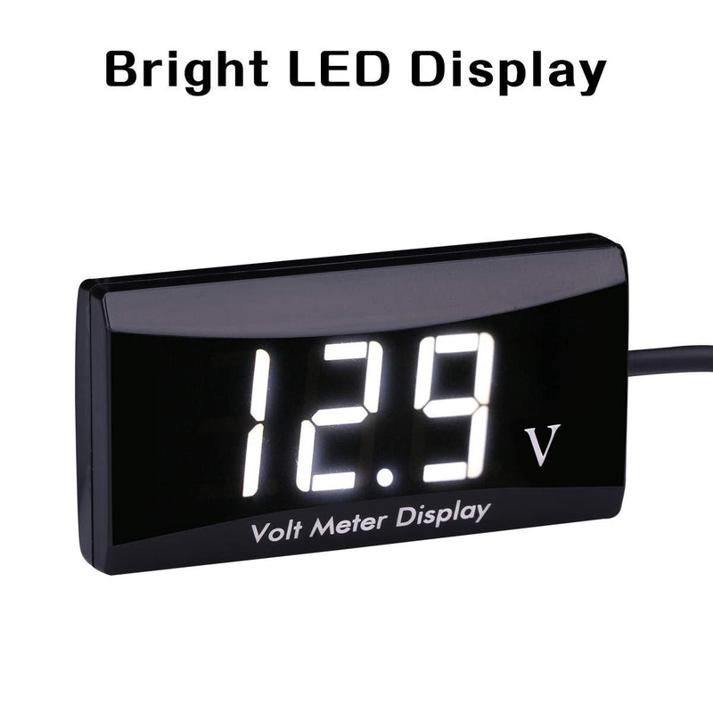 DC 12V Car Digital Voltmeter Gauge - AIMILAR LED Display Voltage Volt Meter for Car Motorcycle (White) White