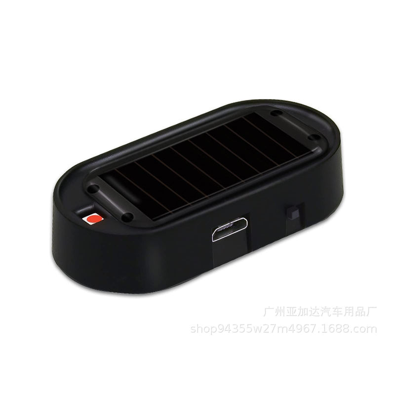 ANKIA 2PCS Solar Power Fake Car Alarm LED Light, Simulated Dummy Warning Anti-Theft LED Flashing Security Light, Car Alarm System Lamp with USB Port, Blue & Red Light (Black) Black