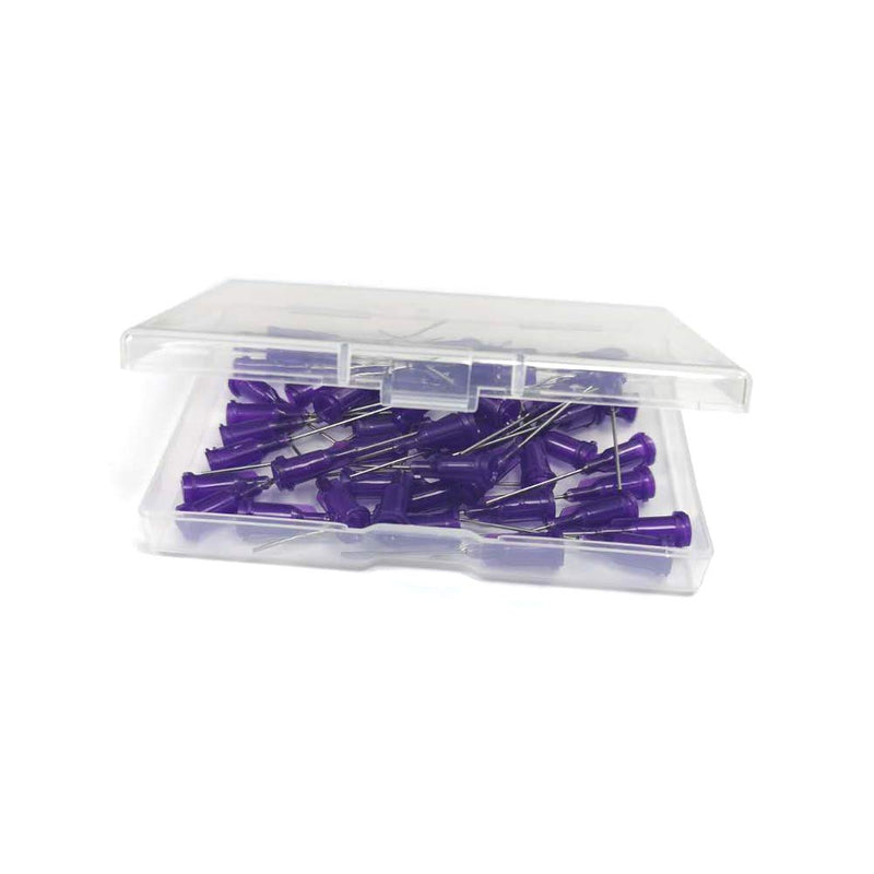 21 Ga 1 Inch Blunt Tip Dispensing Needle with Luer Lock, Precision Applicator (Purple,50 PCS)
