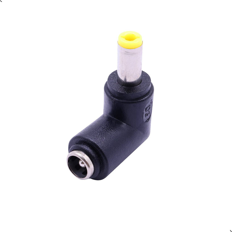 2Pcs DC Power Connector Adapter 90 Degree Angle 5.5mm x 2.5mm Male Plug to 5.5mm x 2.1mm Female Jack Coupler Converter (L Type 2.5 to 2.1mm Yellow)