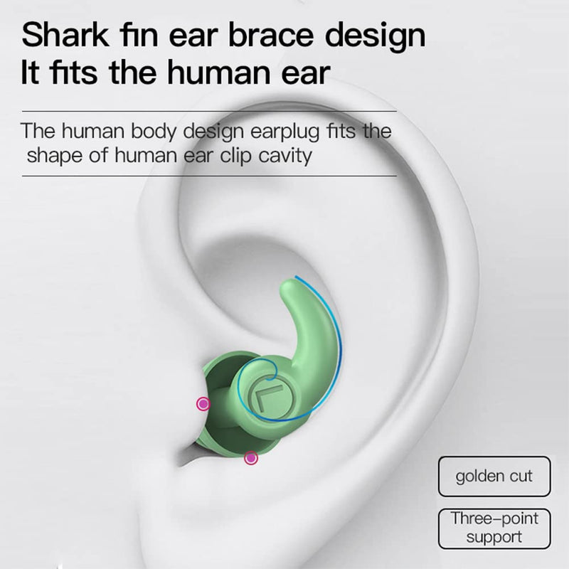 Super Soft Silicone Noise Reduction Earplugs Reusable Hearing Protection in Flexible Silicone for Sleep, Noise Sensitivity & Flights (Black Green) Black Green
