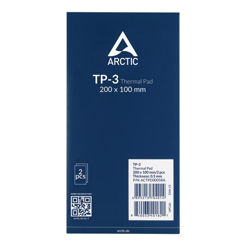 ARCTIC TP-3: Premium Performance Thermal Pad, 200 x 100 x 0.5 mm (2 Pieces) - High Performance, Particularly Soft, Ideal Gap Filler, Bridging Gaps, Safe Handling 200 x 100 x 0,5 mm (2 Pieces)