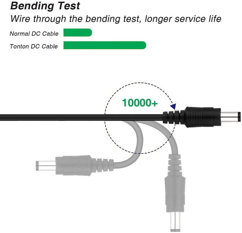 Tonton Power Extension Cable 33ft 10M 2.1mm x 5.5mm Compatible with 12V DC Adapter Cord for CCTV Security Camera IP Camera Standalone DVR Black