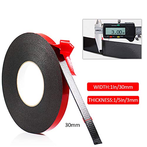 PE Foam Double-Sided Adhesive Tape -Outdoor and Indoor Super Strong Foam Seal Strip for Automotive Mounting，Weatherproof Decorative and Trim，Car Trim Strip，Photo Frame (Wide 1 1/5 in Long 33 Ft) Wide 1 1/5 in Long 33 Ft