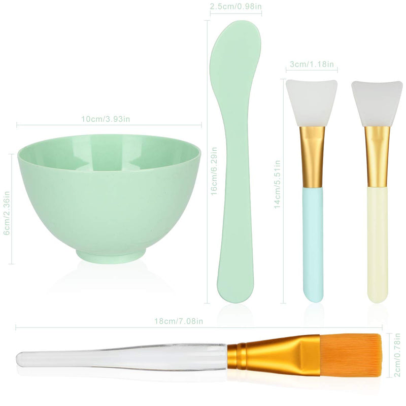 Face Mask Mixing Bowl Set, Plazuria 5 in 1 DIY Facemask Mixing Tool Kit with Facial Mask Bowl Stick Spatula Silicone Face Mask Brush & Premium Soft Face Brushes