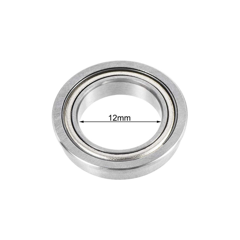 uxcell F6701ZZ Flanged Ball Bearing 12x18x4mm Double Shielded Chrome Steel Bearings 10pcs