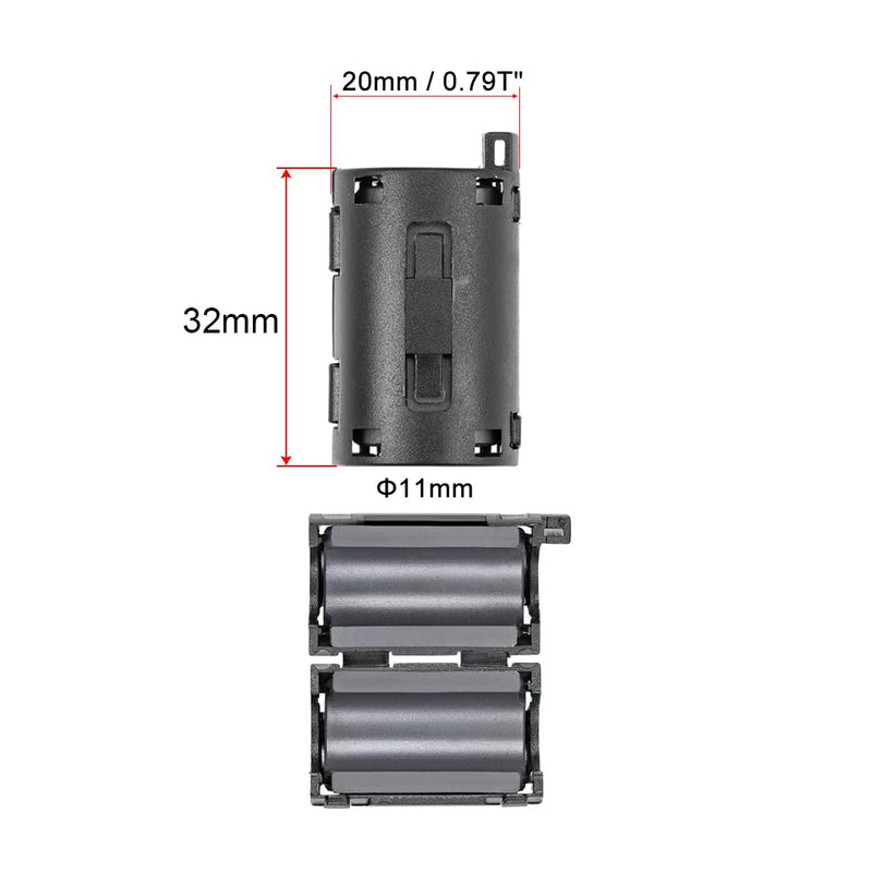 sourcing map 5pcs. Ferrite Core Ring Clip RFI EMI Noise Reduction Fliter Cable Clamp Black 11mm