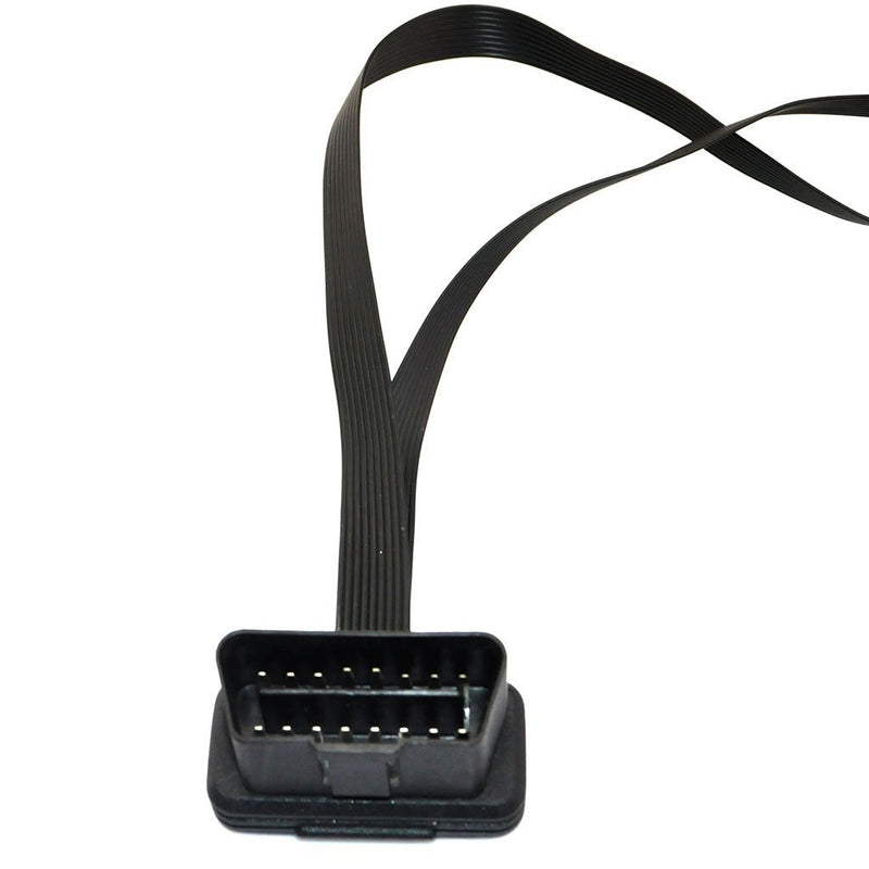 iKKEGOL Ultra Low Profile Left or Right Angle OBD2/OBDII Y Splitter Flat Ribbon Cable 1Feet/30cm -1x Male and 2X Female J1962 Ports