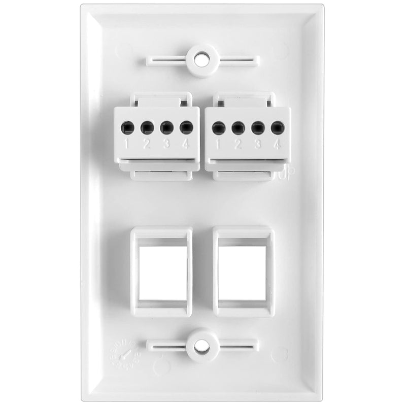 NECABLES (2 Pack) RJ11 Screw Jack CAT3 Telephone Keystone Jack with Screw Terminal on Breakout Board 4 Screws to RJ11 6P4C Female White