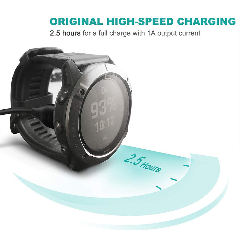 TUSITA Charger Cable Compatible with Garmin Fenix 5 5S 5X 6 6S 6X Plus Pro 7 7S 7X, Forerunner 945 45 45S 245 Music,Approach S10 S40 S60 G12 S12 S42,VÃ­voactive 3 4 4S, Instinct,Venu 2 2S Plus [2-Pack] BLACK-2 PACK(100+100CM)