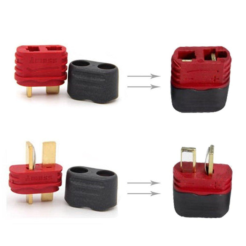 4 LEAF Updated T Plug Connectors Sheath Dean Style Power Plug for RC Battery ESC Motor Controller (5 Pais Male 5 Pairs Female)