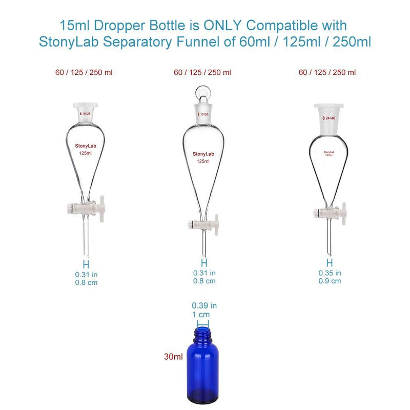 StonyLab 30ml (1 oz) 6-Pack, Cobalt Glass Dropper Bottle, Blue Empty Glass Bottle with Glass Dropper, Inner Plug and Label for Essential Oils Aromatherapy Fragrances 6 Pack