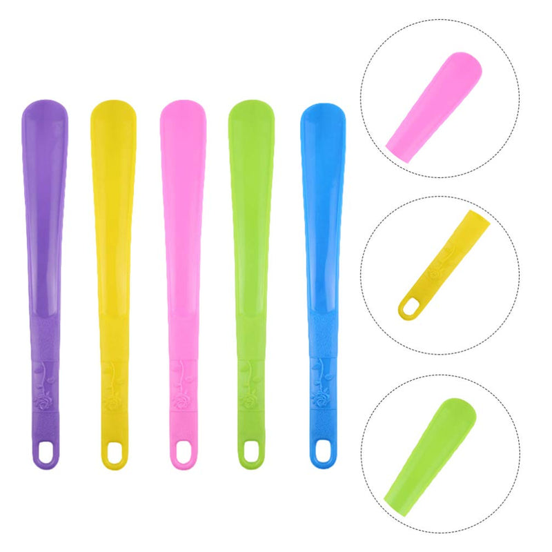 HEALLILY 5Pcs Shoe Helper Plastic Shoe Horn Shoe Lifting Helper for Men Women Seniors Pregnancy Elderly Home Travel Use (5 Colors)
