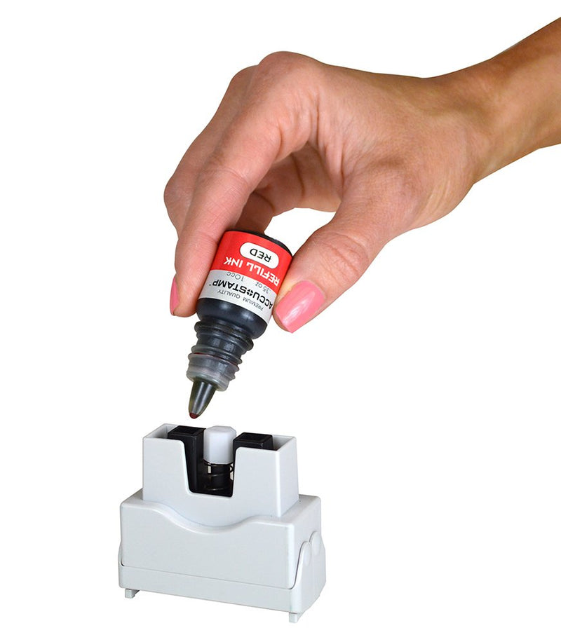 ACCU-STAMP2 Message Stamp with Shutter, 1-Color, SCANNED, 1-5/8" x 1/2" Impression, Pre-Ink, Red Ink (035618)