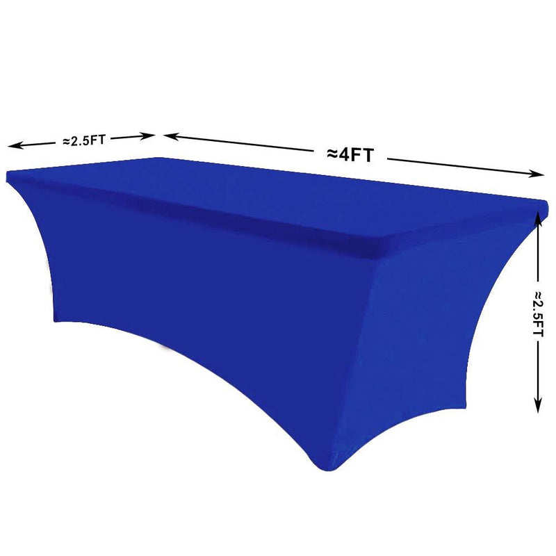 Eurmax 4Ft Rectangular Fitted Spandex Tablecloths Wedding Party Patio Table Covers Event Stretchable Tablecloth (Blue) 4 feet Blue