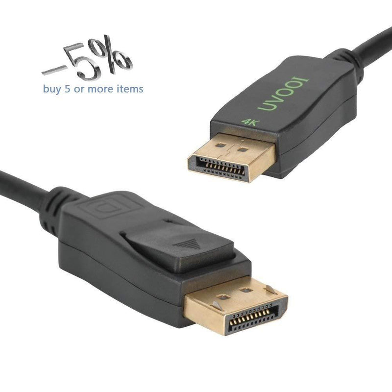 Display Port Cable 10Ft, UVOOI DisplayPort to DisplayPort Cable DP to DP 10' Cable 4K [1440p@144Hz, 4K@60Hz] - Black,Gold Plated