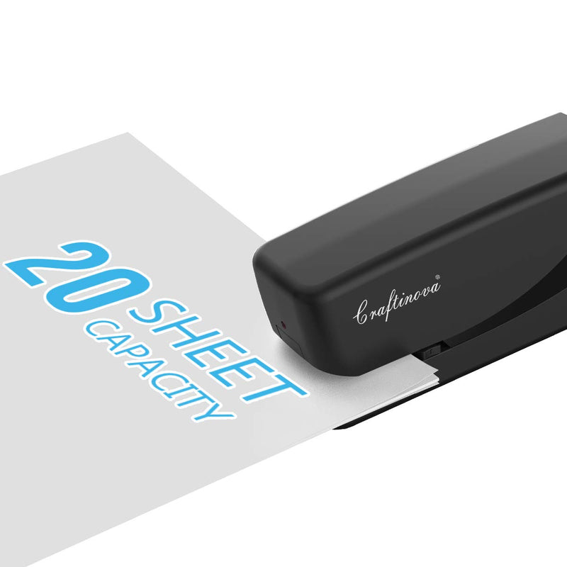 Craftinova Electric Stapler, ,eavy Duty Electric Stapler Desktop,Including 2000 Staples and 1 adapters,25 Sheet Capacity,Can Store 210 Staples，Battery not Included（Silvery) Black