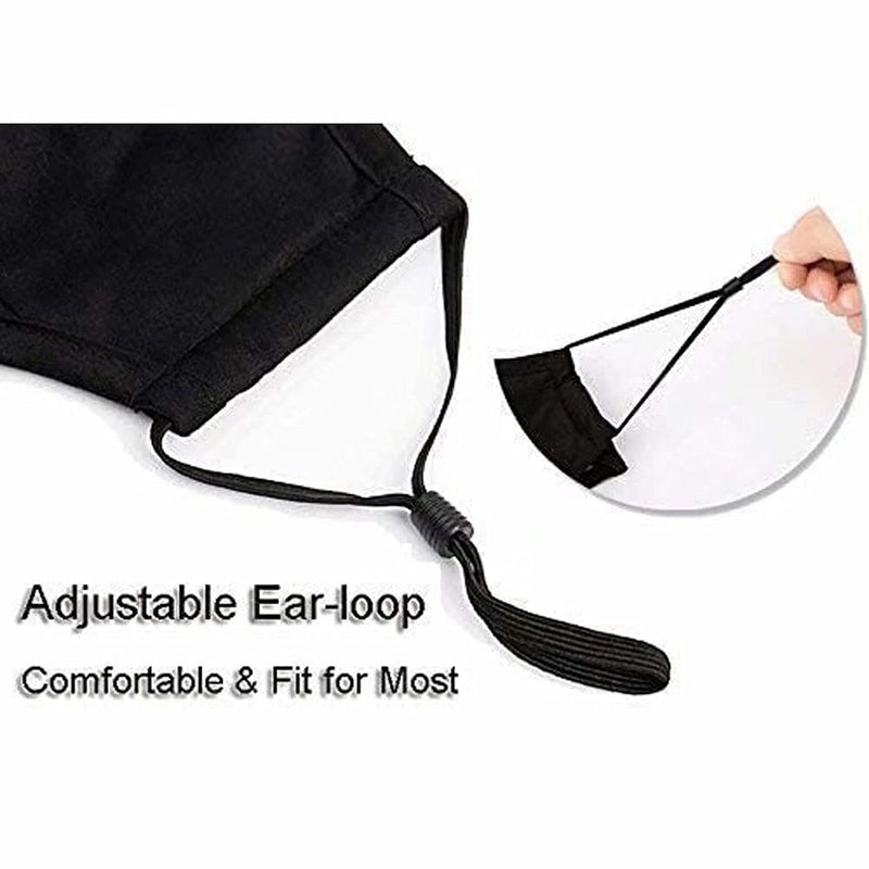 3 Pcs Adult Unisex Reusable Washable Adjustable Face Protection with Filter Pocket and Nose Wire Black Breathable Cotton Dust Cloth with 10Pcs Replacement Carbon Filters for Man and Women 3+10Pcs
