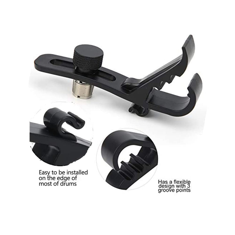 Drum Microphone Clip, 4Pcs Microphone Drum Mount, Drum Rim Mic Clips, Drum Microphone Clamp, Shockproof Drum Microphone Securing Clip Musical Instrument Supplies