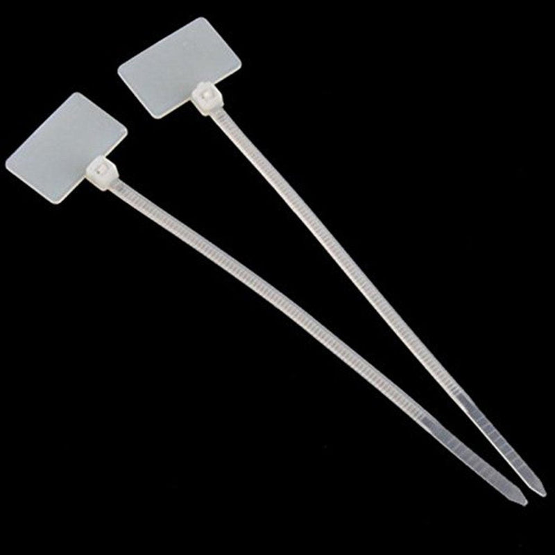 Amgate 100 Pcs Write on Tags Wire Zip Ties Cable Mark Tags Nylon Power Marking Label (100pcs) 100Pcs