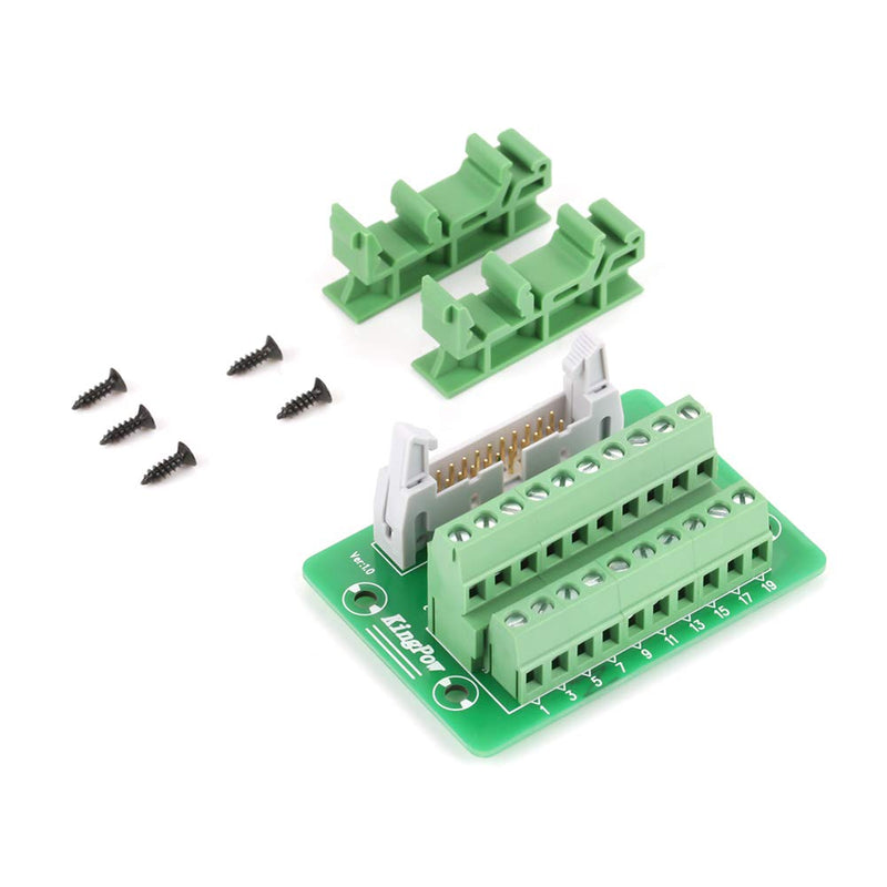 IDC20P 20-pin pin header terminal block breakout board PLC interface with bracket for PLC DIN rail mounting