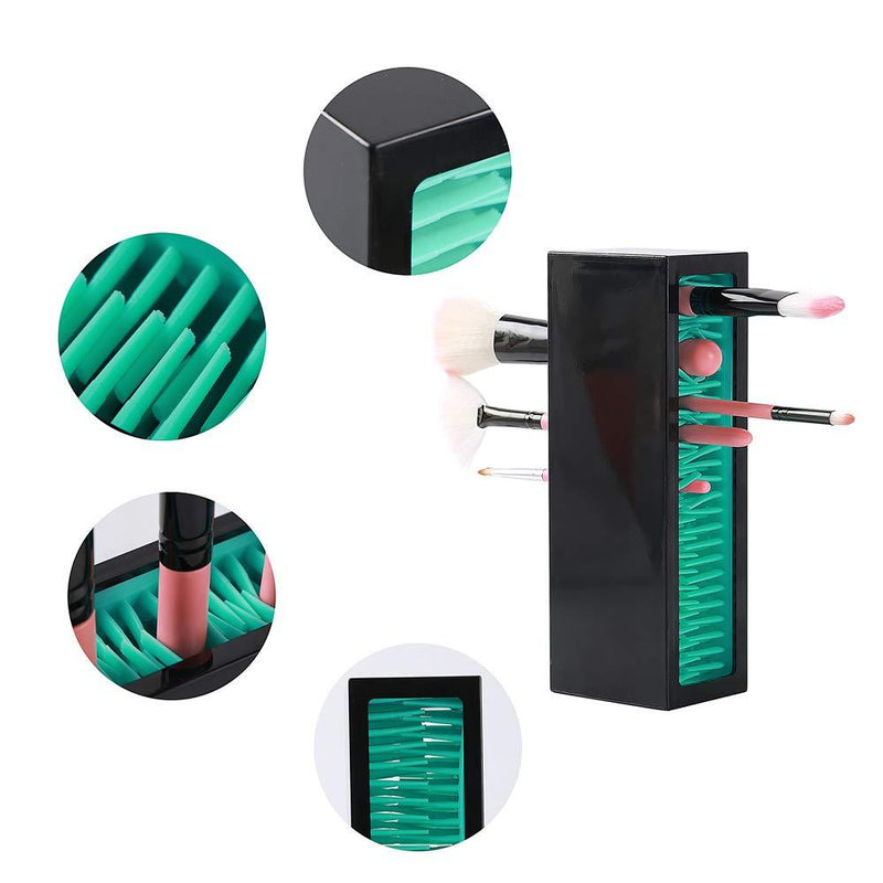 Makeup Brushes Holder Organizer, Silicone Vanity Air Drying Rack Display Storage for Brush, Eyeliners and More, Practical Cosmetic Tools Container by Jamend Clxp.(Blue-Black) black