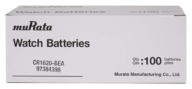 Murata CR1620 Battery DL1620 ECR1620 3V Lithium Coin Cell (100 Batteries) 100 Batteries