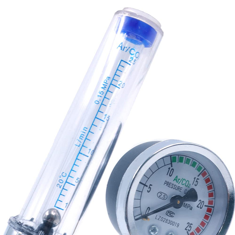 Argon Regulator Gas Reducer, MIG Mini Gas Bottle Regulator with Gauge, Welding Pressure Gauge, Argon CO2 Mig Tig Flow Meter Pressure Gauge