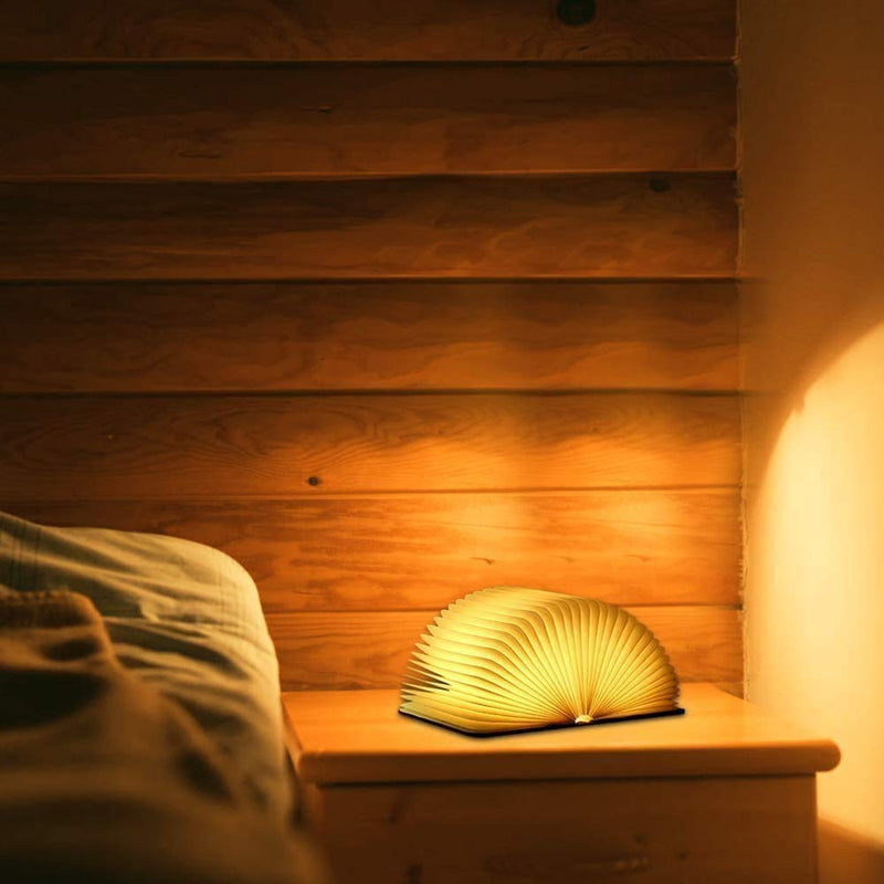 Wooden Book Lamp, Novel Folding Book Lamp Night Light, White Light Yellow Light Warm Yellow Light Color Change with USB, 360° Folding Lamp Suitable for Home and Office