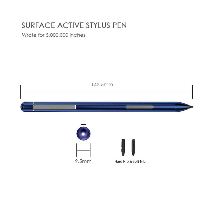 Active Stylus Pen for HP Pavilion x360 11m-ad0 14M-ba0 14-cd0 15-br0; HP Envy x360 15-bp0 15-bq0, x360 15-cn0, X2 12-e0xx, X2 12g0xx; HP Spectre x360 13-ac0xx 15-blxxx, AAAA Battery & Nibs (Blue) blue