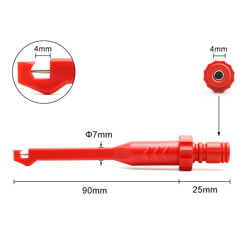 Electronic Wire Piercing Probe Clip for Automotive Diagnostic Tester Tool, Puncture Wire Back Probe Pins Insulation for Car Circuit Detection Black&Red, 2 Pack 4 mm