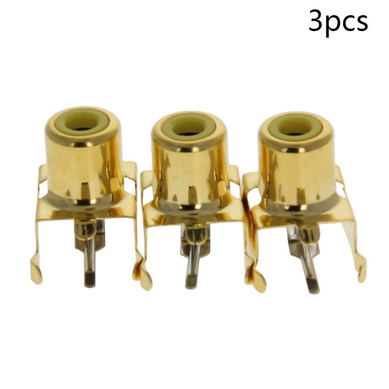 Fielect 3Pcs RCA Female Jack 4 Pin PCB Mounted AV Concentric Outlet 1 RCA Female Socket Connector Stereo Audio Video Jack 4Pin 1hole AV-3